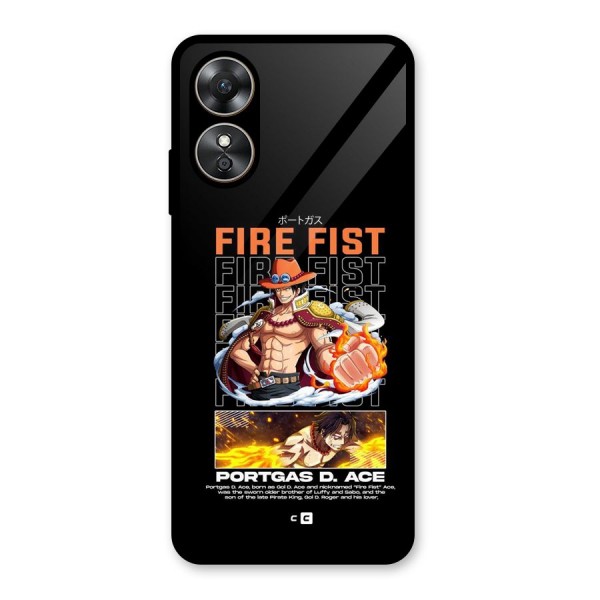 Fire Fist Ace Glass Back Case for Oppo A17