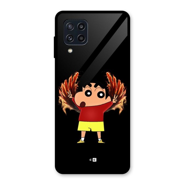 Fire Shinchan Glass Back Case for Galaxy M32