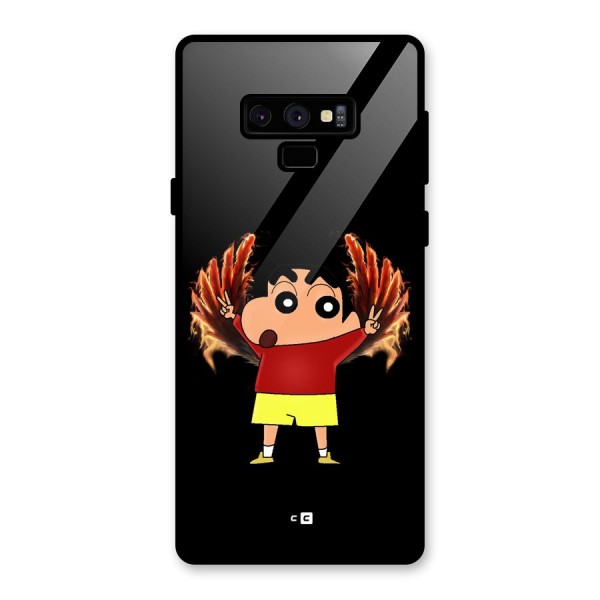 Fire Shinchan Glass Back Case for Galaxy Note 9