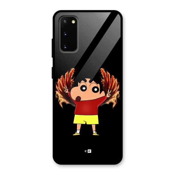 Fire Shinchan Glass Back Case for Galaxy S20
