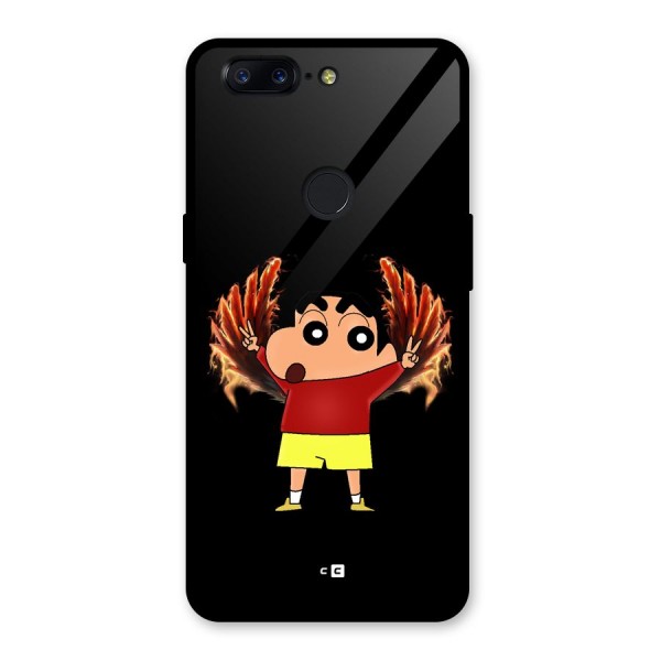 Fire Shinchan Glass Back Case for OnePlus 5T