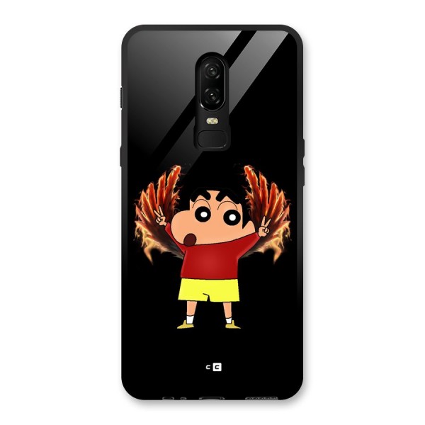 Fire Shinchan Glass Back Case for OnePlus 6