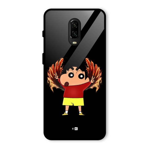 Fire Shinchan Glass Back Case for OnePlus 6T