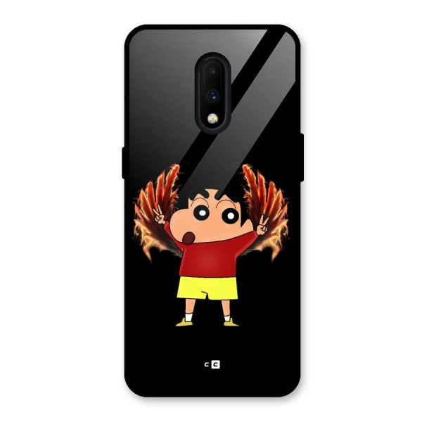 Fire Shinchan Glass Back Case for OnePlus 7