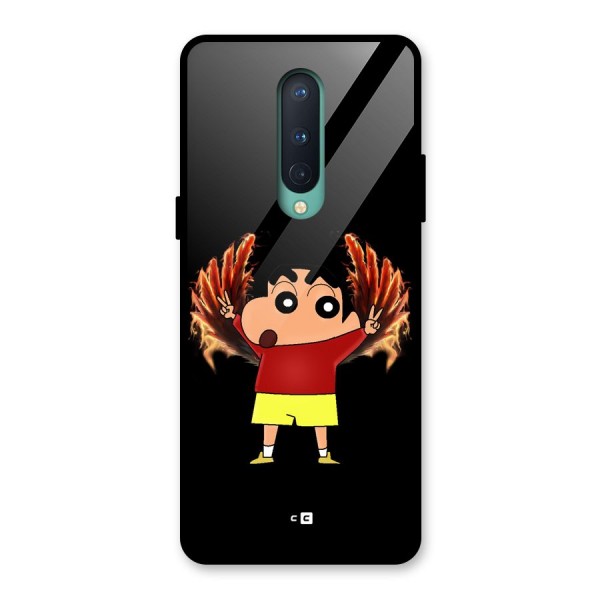 Fire Shinchan Glass Back Case for OnePlus 8