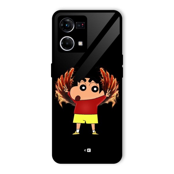 Fire Shinchan Glass Back Case for Oppo F21 Pro 4G