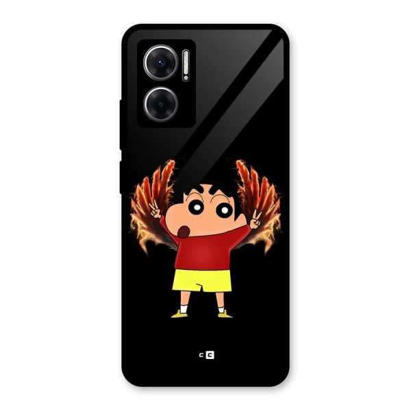Fire Shinchan Glass Back Case for Redmi 11 Prime 5G