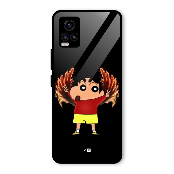 Fire Shinchan Glass Back Case for Vivo V20