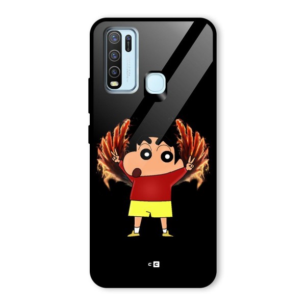 Fire Shinchan Glass Back Case for Vivo Y30