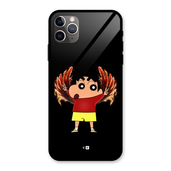 Fire Shinchan Glass Back Case for iPhone 11 Pro Max