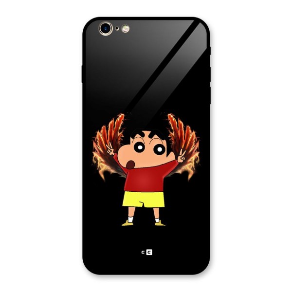 Fire Shinchan Glass Back Case for iPhone 6 Plus 6S Plus