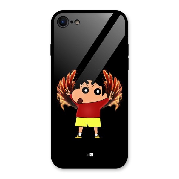 Fire Shinchan Glass Back Case for iPhone 7