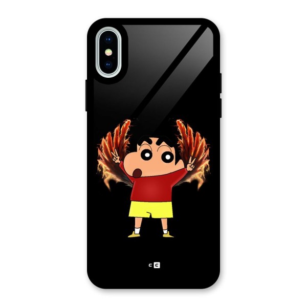 Fire Shinchan Glass Back Case for iPhone X