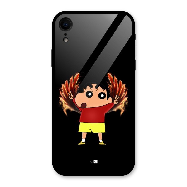 Fire Shinchan Glass Back Case for iPhone XR