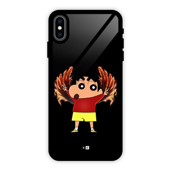 Fire Shinchan Glass Back Case for iPhone XS Max
