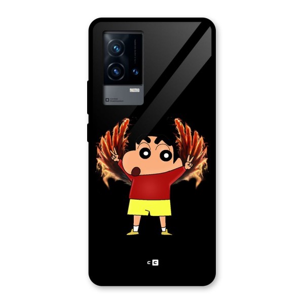 Fire Shinchan Glass Back Case for iQOO 9 5G