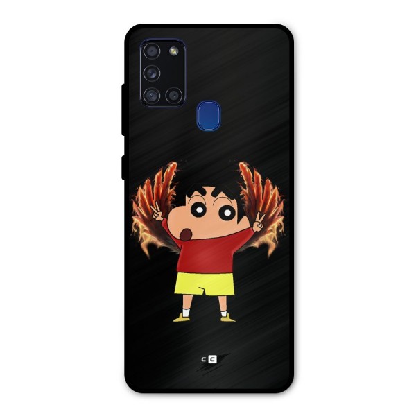 Fire Shinchan Metal Back Case for Galaxy A21s