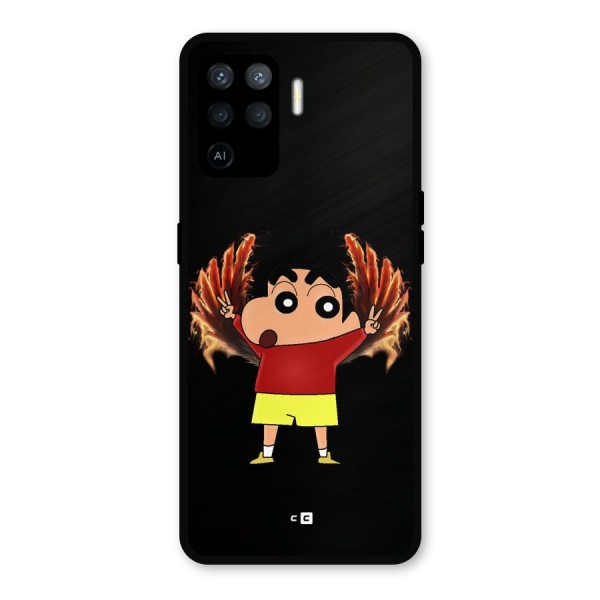 Fire Shinchan Metal Back Case for Oppo F19 Pro