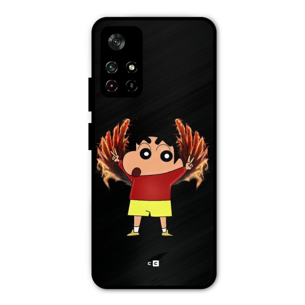 Fire Shinchan Metal Back Case for Poco M4 Pro 5G