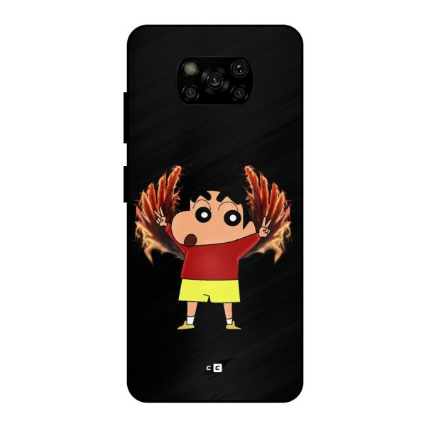 Fire Shinchan Metal Back Case for Poco X3