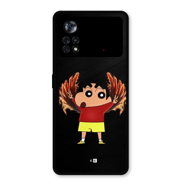 Fire Shinchan Metal Back Case for Poco X4 Pro 5G