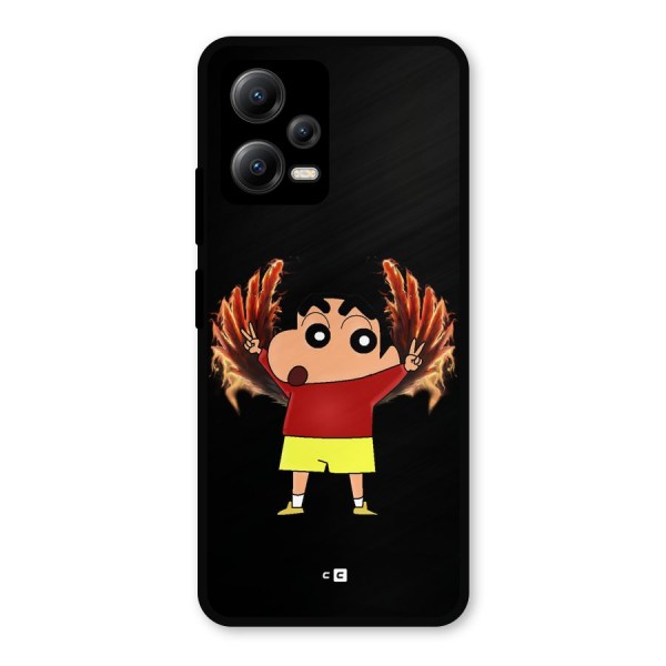Fire Shinchan Metal Back Case for Poco X5