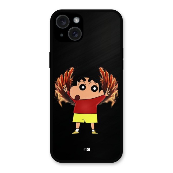 Fire Shinchan Metal Back Case for iPhone 15 Plus