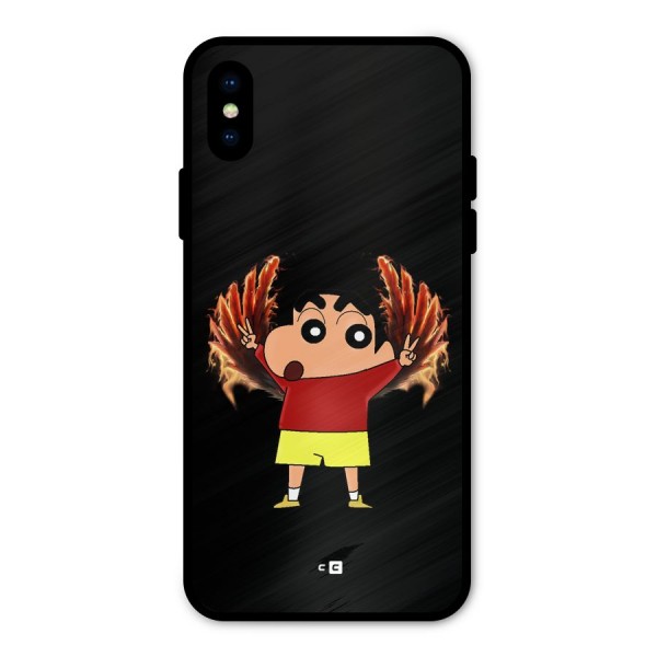 Fire Shinchan Metal Back Case for iPhone X