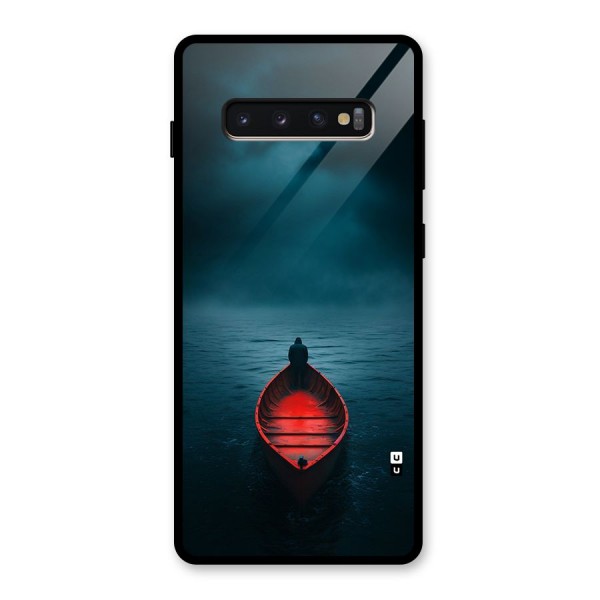 Floating Boat Glass Back Case for Galaxy S10 Plus