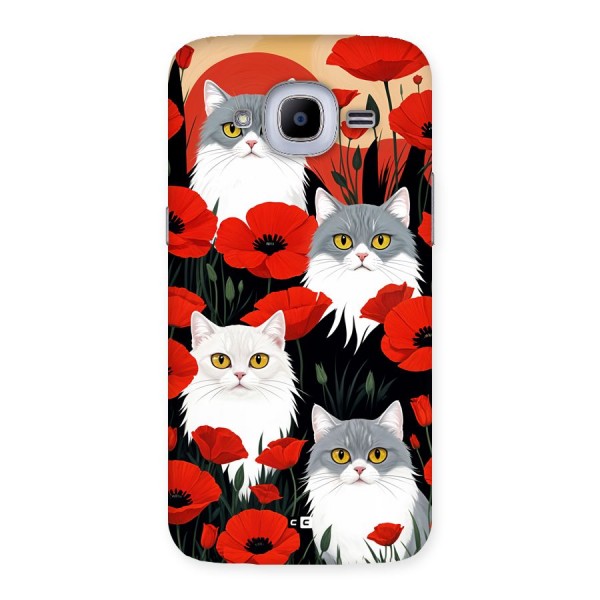 Floral Cat Back Case for Galaxy J2 2016