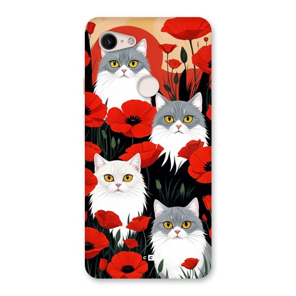 Floral Cat Back Case for Google Pixel 3 XL