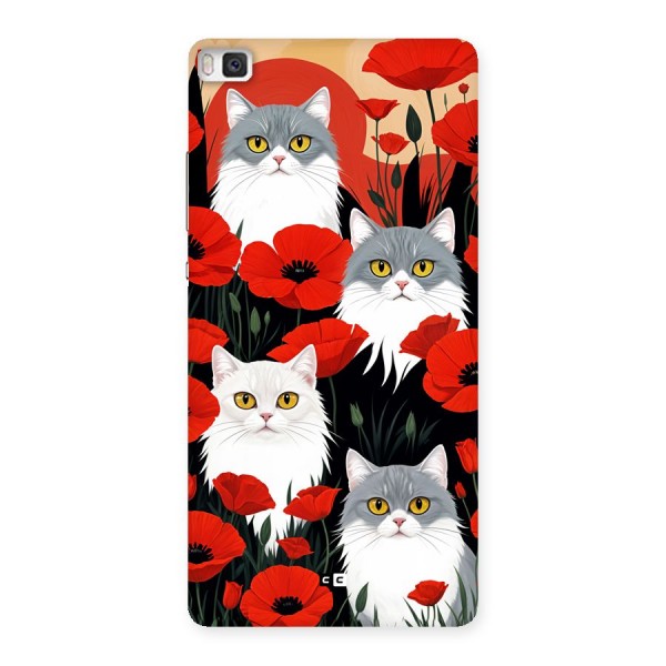 Floral Cat Back Case for Huawei P8