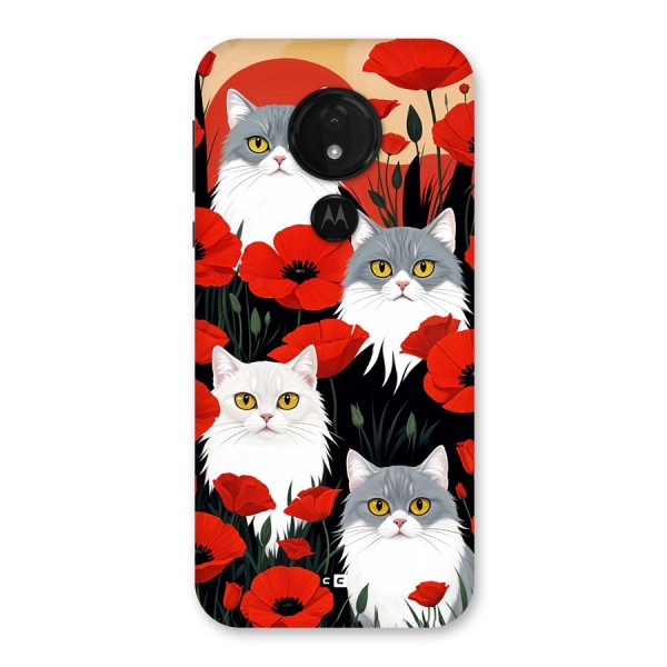 Floral Cat Back Case for Moto G7 Power