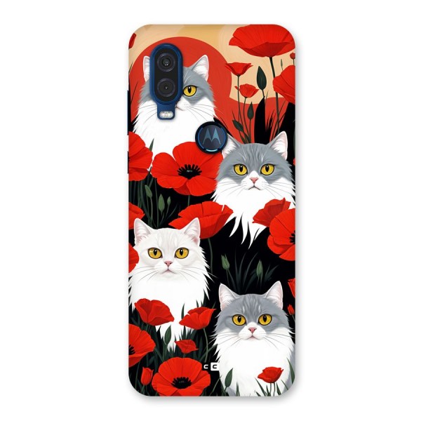 Floral Cat Back Case for Motorola One Vision