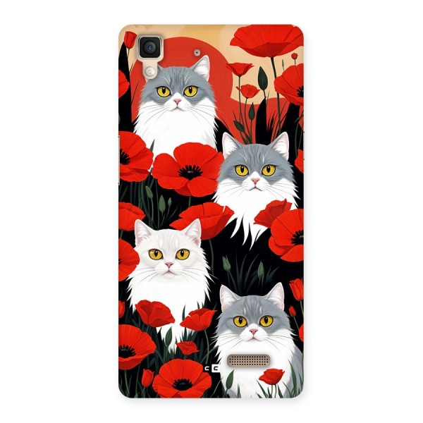 Floral Cat Back Case for Oppo R7