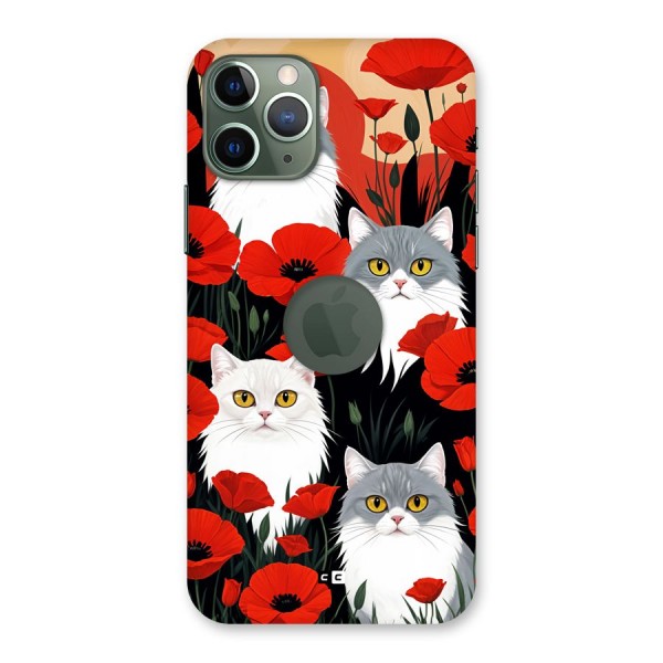 Floral Cat Back Case for iPhone 11 Pro Logo Cut