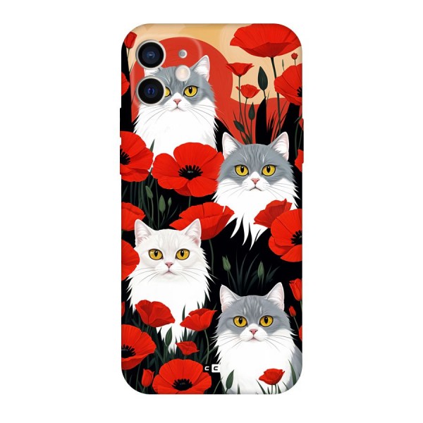 Floral Cat Back Case for iPhone 12