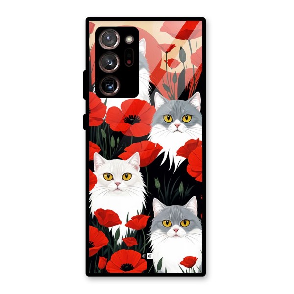 Floral Cat Glass Back Case for Galaxy Note 20 Ultra 5G