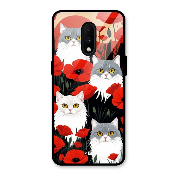Floral Cat Glass Back Case for OnePlus 7