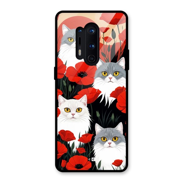 Floral Cat Glass Back Case for OnePlus 8 Pro