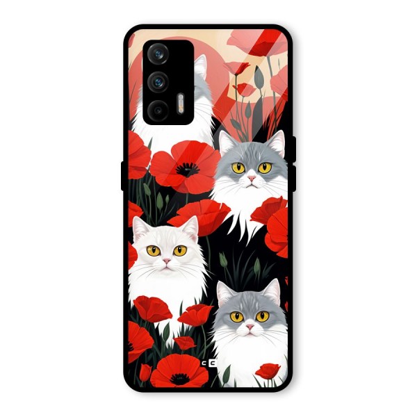 Floral Cat Glass Back Case for Realme X7 Max