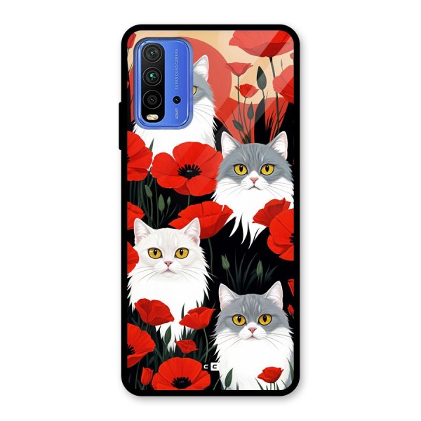 Floral Cat Glass Back Case for Redmi 9 Power