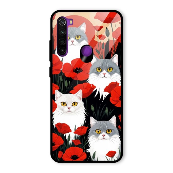 Floral Cat Glass Back Case for Redmi Note 8