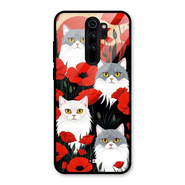 Floral Cat Glass Back Case for Redmi Note 8 Pro