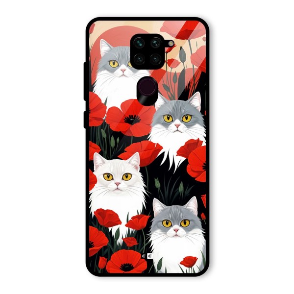 Floral Cat Glass Back Case for Redmi Note 9