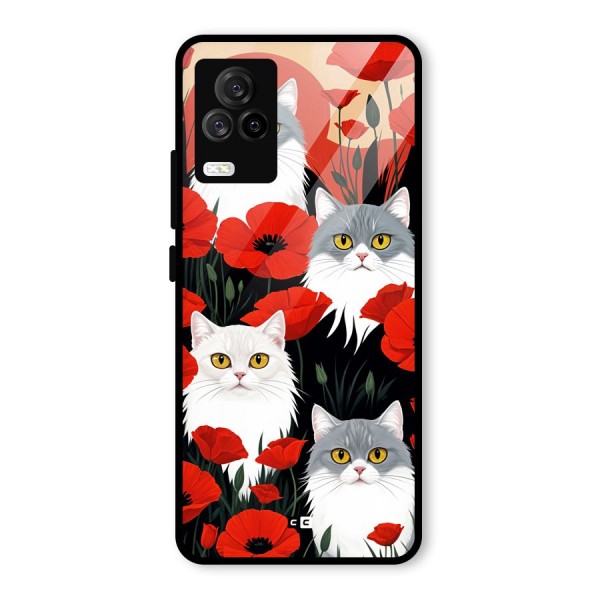 Floral Cat Glass Back Case for Vivo iQOO 7 Legend 5G