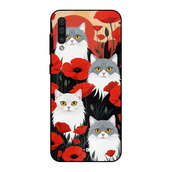 Floral Cat Metal Back Case for Galaxy A30s