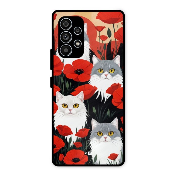 Floral Cat Metal Back Case for Galaxy A53 5G
