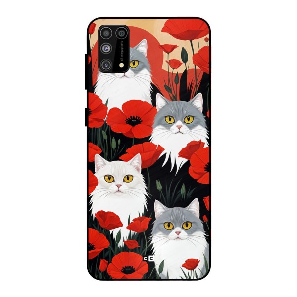 Floral Cat Metal Back Case for Galaxy F41