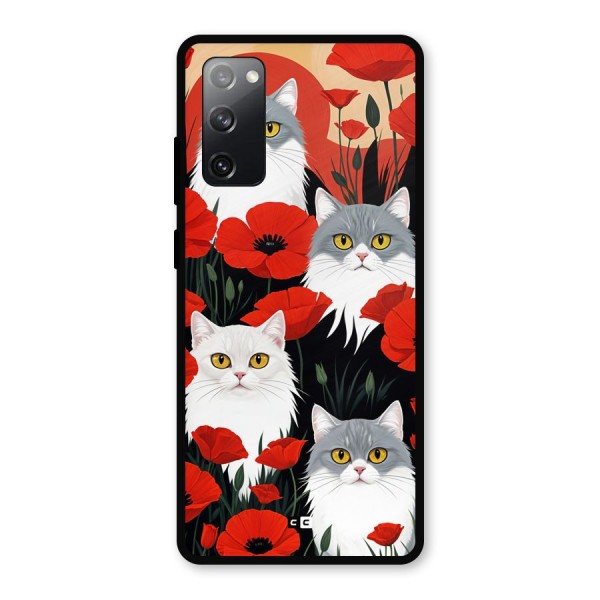 Floral Cat Metal Back Case for Galaxy S20 FE 5G